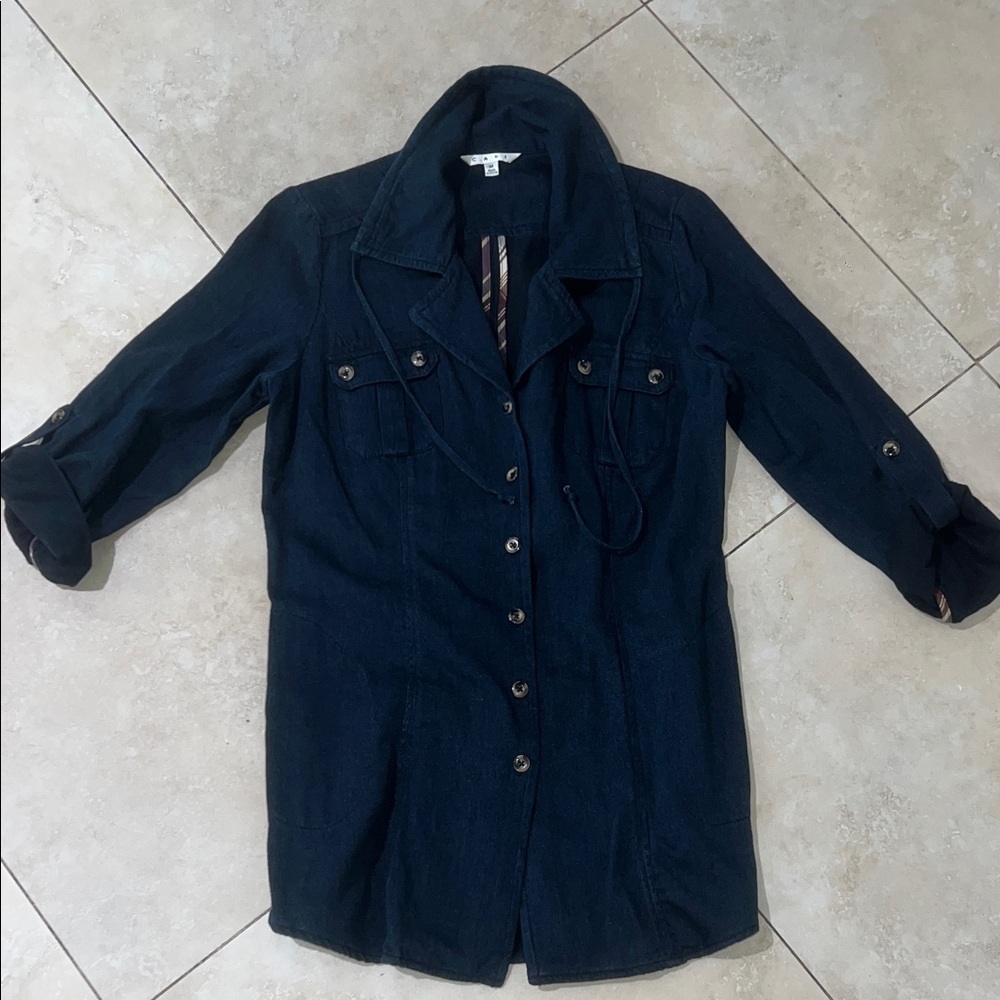 CABI Like New 100% Cotton Denim Style shacket, shirt-jacket, Tunic Size M - Picture 2 of 10